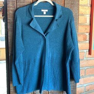 Teal Croft & Barrow sweater one button knit cardigan woman’s size 1x